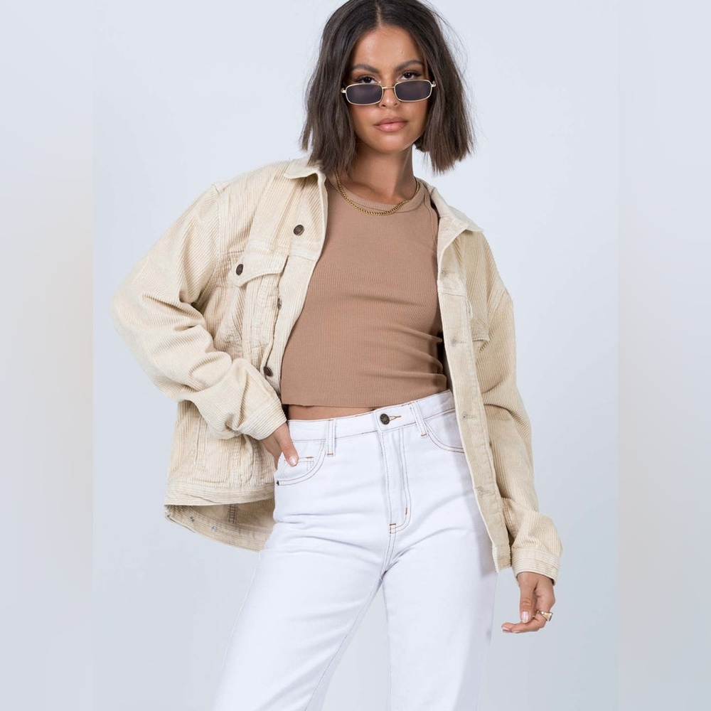 Princess Polly Western Cord Jacket Beige